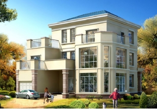 140平方米新農(nóng)村三層別墅自建施工設(shè)計(jì)圖，14x14米