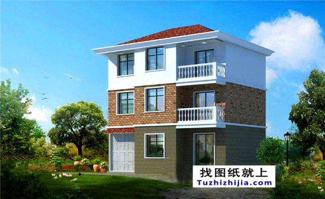 100平方米農(nóng)村三層小戶型別墅設(shè)計(jì)施工圖紙及效果圖,11X10米