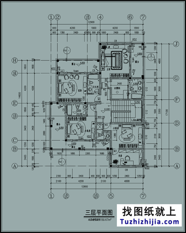 200平方米端莊大氣辦公別墅三層房屋設(shè)計(jì)圖紙帶外觀效果圖,13x15米