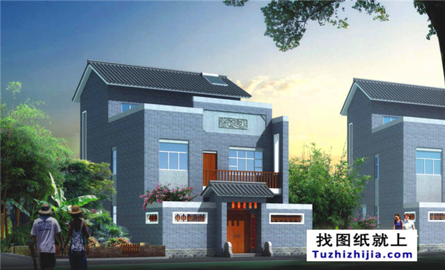 105平方米新農(nóng)村三層別墅施工建筑設計圖及效果圖,9X17米