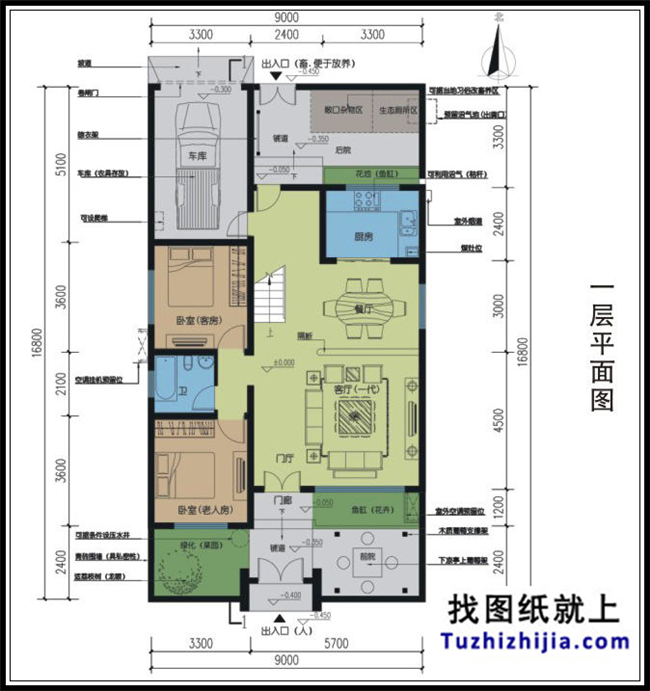 105平方米新農(nóng)村三層別墅施工建筑設計圖及效果圖,9X17米