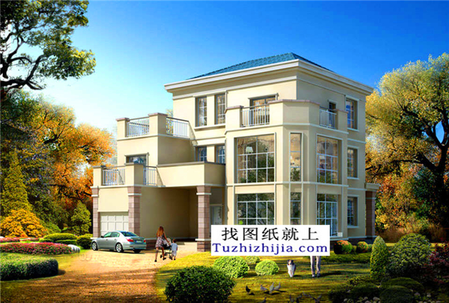 140平方米新農(nóng)村三層別墅自建施工設計圖，14x14米