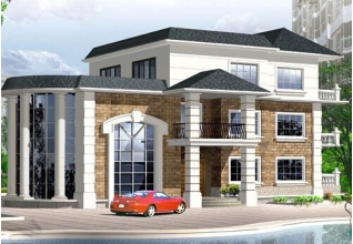 130平方米新農(nóng)村三層別墅建筑施工圖及效果圖19X9米