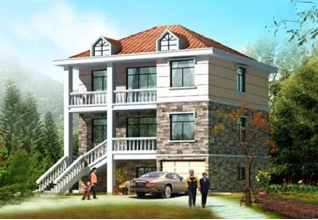 造價(jià)30萬(wàn)左右135平方米農(nóng)村三層別墅設(shè)計(jì)圖帶外觀，11x12米