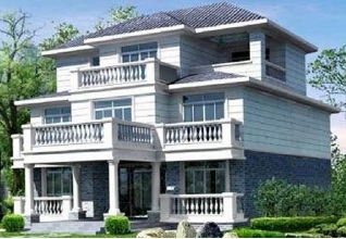 預算20多萬140平方米農(nóng)村三層別墅建筑圖紙及效果圖，12x10米