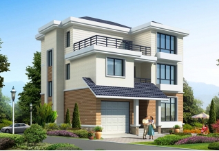 造價(jià)20萬新農(nóng)村帶車庫(kù)三層別墅設(shè)計(jì)圖紙，含效果圖