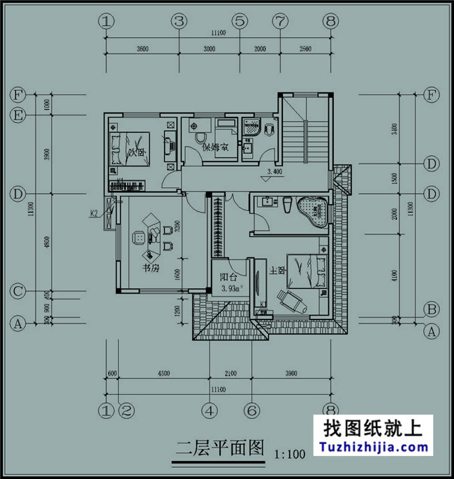 120平方米新農(nóng)村自建三層別墅施工圖紙,11X11米