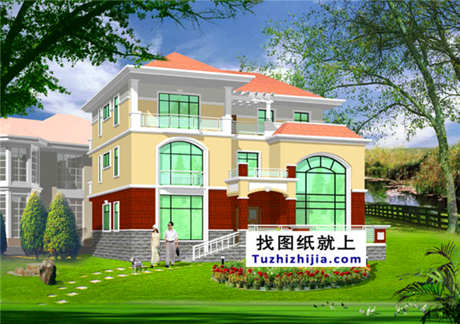 240平方米大氣實用農(nóng)村三層別墅設(shè)計施工圖紙,16x15米