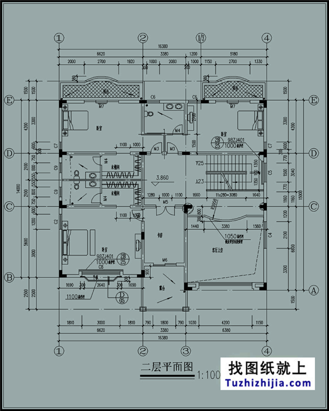 240平方米大氣實用農(nóng)村三層別墅設(shè)計施工圖紙,16x15米