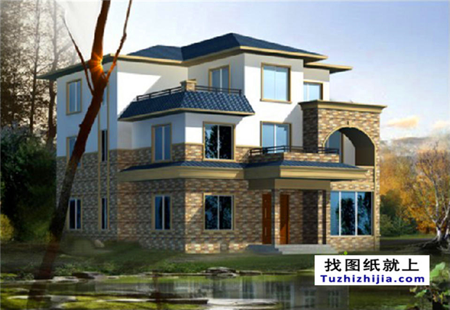 180平方米三層別墅戶型設(shè)計(jì)圖紙及效果圖，13x16米