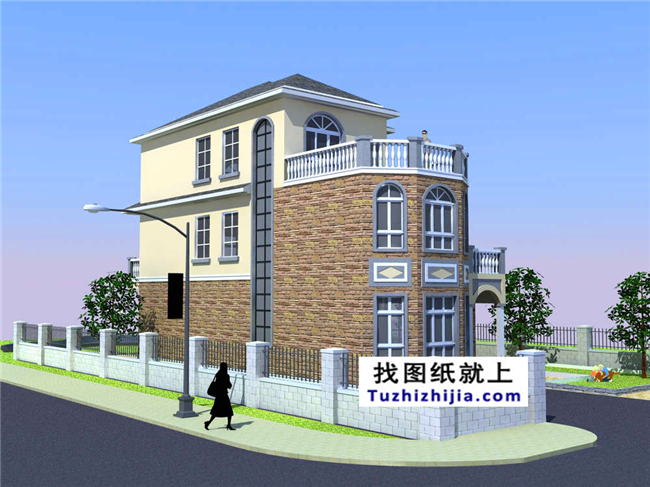 110平方米農(nóng)村三層別墅設(shè)計(jì)施工建筑圖紙,16X7米