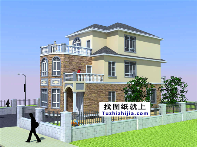 110平方米農(nóng)村三層別墅設(shè)計(jì)施工建筑圖紙,16X7米