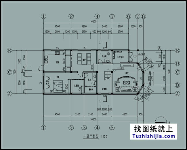 110平方米農(nóng)村三層別墅設(shè)計(jì)施工建筑圖紙,16X7米