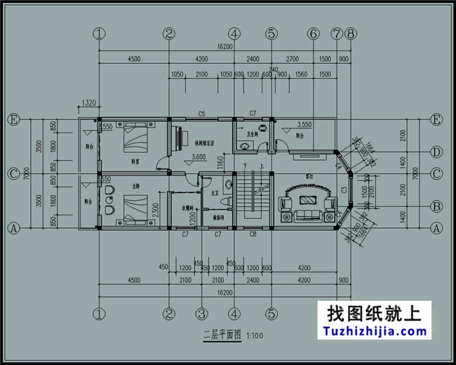 110平方米農(nóng)村三層別墅設(shè)計(jì)施工建筑圖紙,16X7米