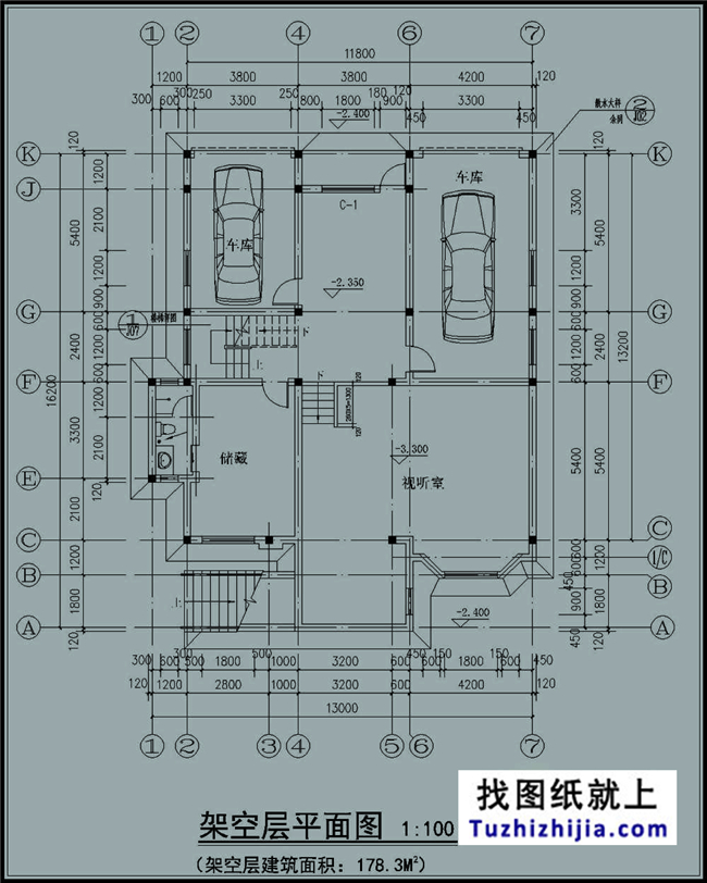 180平方米農(nóng)村三層別墅建筑設(shè)計(jì)圖及外觀圖，13x14米