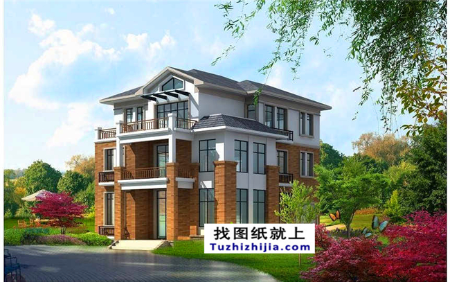 造價：26萬左右新農(nóng)村帶閣樓的三層別墅施工圖紙,10*14米120平方米