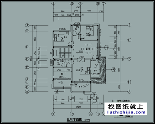 造價：26萬左右新農(nóng)村帶閣樓的三層別墅施工圖紙,10*14米120平方米