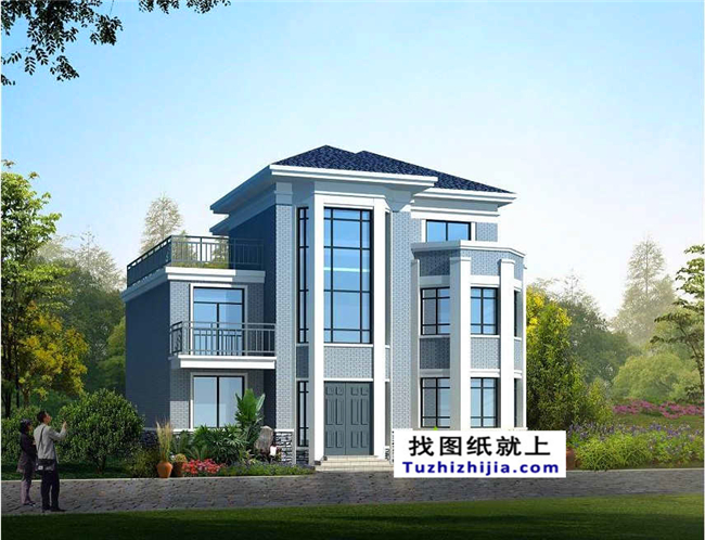 造價(jià):28萬,新農(nóng)村三層別墅施工圖紙及效果圖,12X12米140平方米