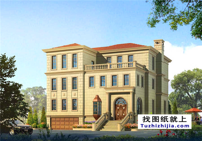 造價:30萬,新農(nóng)村豪華型三層別墅設(shè)計圖紙及效果圖,15x19米300平方米