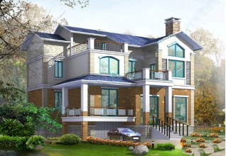 40多萬農(nóng)村漂亮帶車庫(kù)的三層別墅建筑圖紙及效果圖