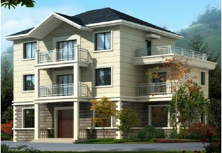 帶露臺的三層新農(nóng)村房屋別墅設(shè)計施工圖紙及效果圖