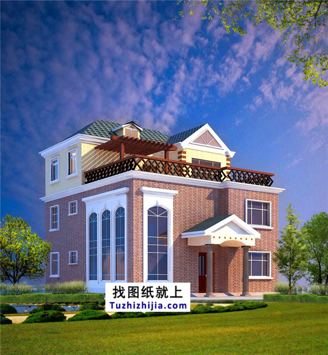 120平方米自建歐式新農(nóng)村房屋別墅設(shè)計(jì)圖紙及外觀圖