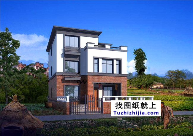 110平方米新農村自建三層房屋別墅設計圖紙及外觀效果圖