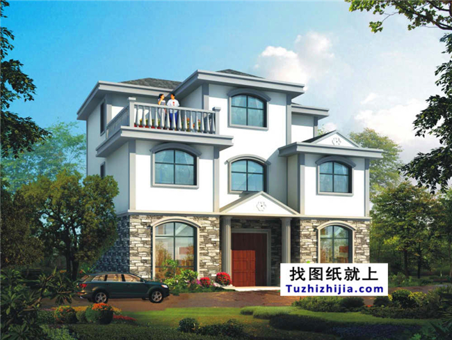 新農(nóng)村三層自建房屋施工建筑設(shè)計CAD圖紙及效果圖