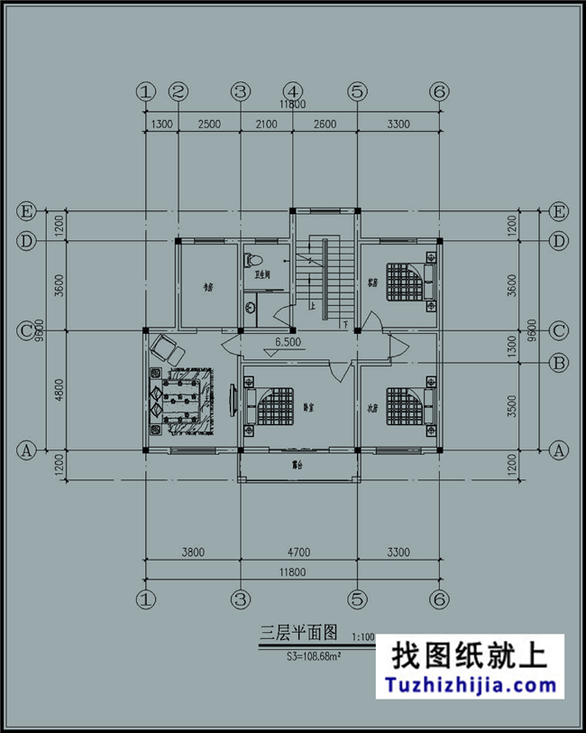 帶露臺的三層新農(nóng)村房屋別墅設(shè)計施工圖紙及效果圖