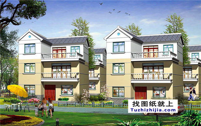 85平方米小戶型三層自建房屋別墅施工設(shè)計(jì)CAD建筑圖及效果圖