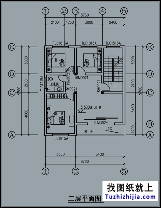 85平方米小戶型三層自建房屋別墅施工設(shè)計(jì)CAD建筑圖及效果圖