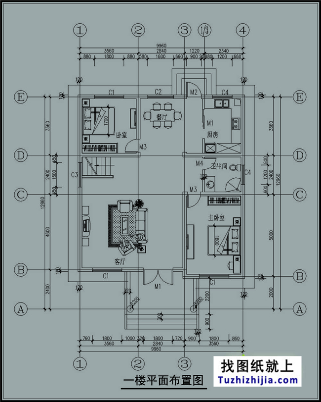 130平方米新農(nóng)村自建三層別墅戶(hù)型施工設(shè)計(jì)圖紙及效果圖