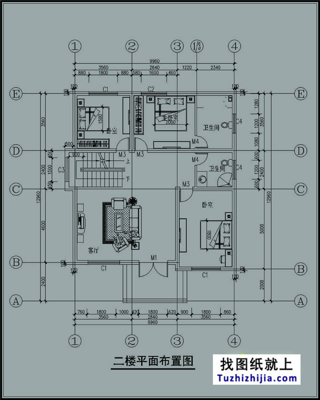 130平方米新農(nóng)村自建三層別墅戶(hù)型施工設(shè)計(jì)圖紙及效果圖