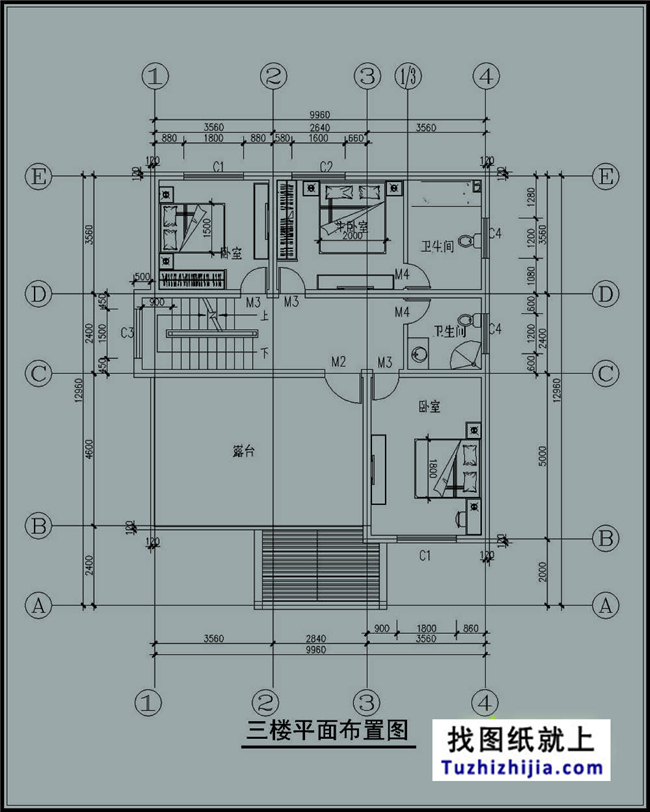 130平方米新農(nóng)村自建三層別墅戶(hù)型施工設(shè)計(jì)圖紙及效果圖