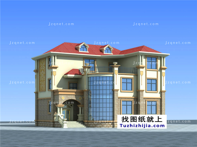 造價65萬左右的三層歐式別墅房屋設(shè)計施工CAD圖紙及效果圖