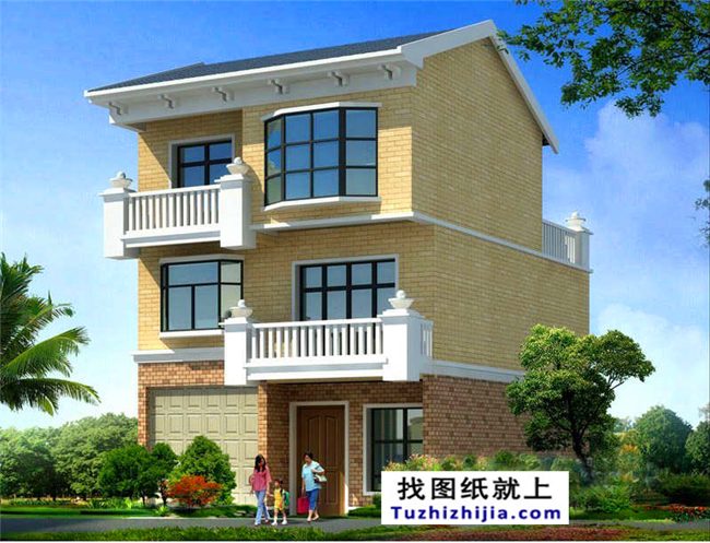 新農(nóng)村自建80平方米小三層房屋建筑施工圖紙帶外觀圖