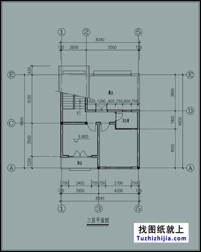 新農(nóng)村自建80平方米小三層房屋建筑施工圖紙帶外觀圖