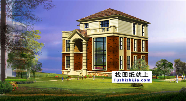 復(fù)式帶堂屋三層農(nóng)村房屋設(shè)計(jì)圖紙帶效果圖