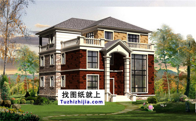 三層獨(dú)棟別墅戶型圖，自建全套設(shè)計(jì)圖紙和效果圖