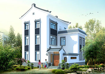 徽派120平新農(nóng)村住宅設(shè)計(jì)方案，帶外觀效果圖