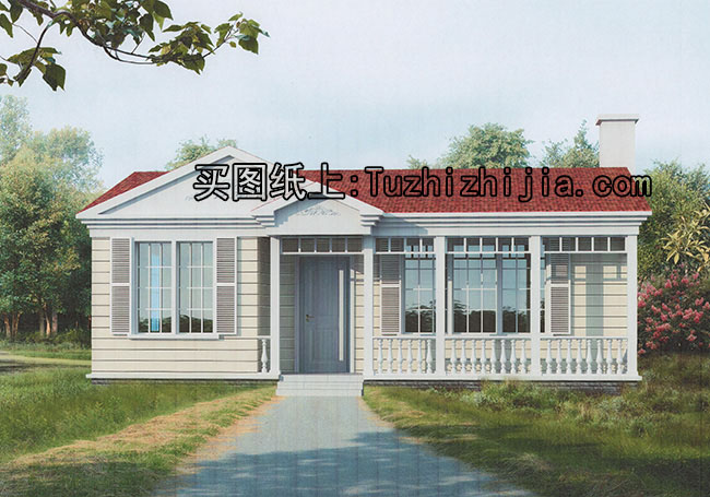 農(nóng)村一層房屋設(shè)計圖紙，帶外觀效果圖