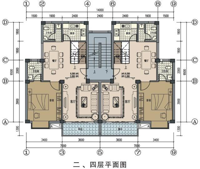 農(nóng)村建房雙拼戶型，首層架空，內(nèi)外雙梯，帶平面圖！