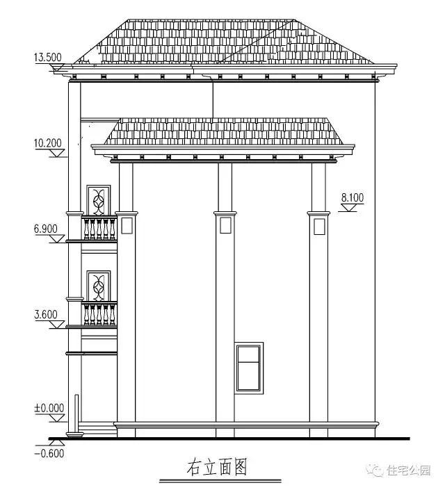 最新款農(nóng)村三層樓房設(shè)計(jì)，弧形落地窗采光好，全圖！