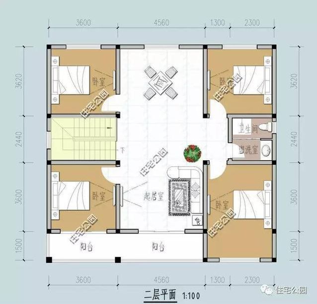 11X11米農(nóng)村二層別墅，戶型方正、簡單又好看！