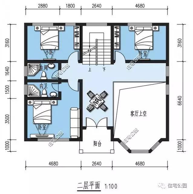 12X10.8米農村三層別墅，弧形采光窗、8個臥室！