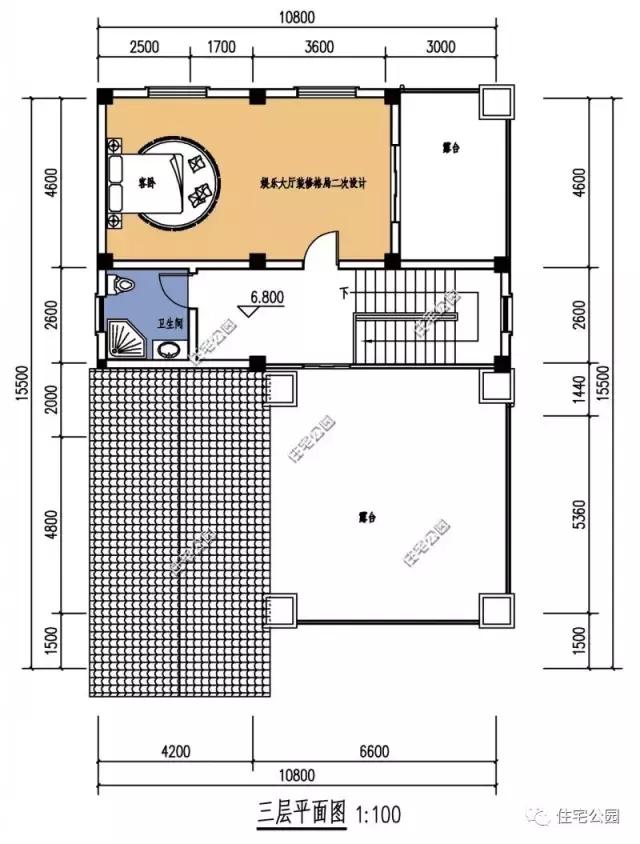 10X15米3層農(nóng)村別墅設計，6室2廳，27萬造好，含全圖！