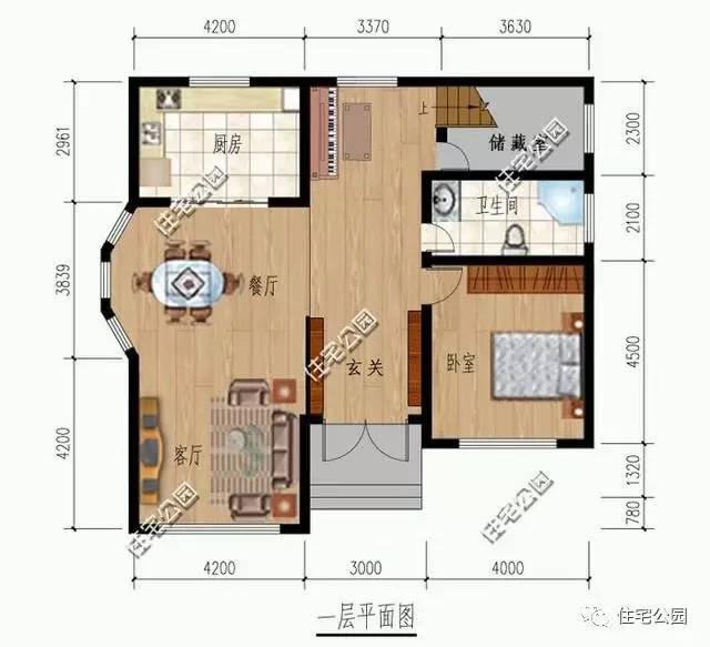 2層農(nóng)村別墅11X11米，簡(jiǎn)潔通透布局好！