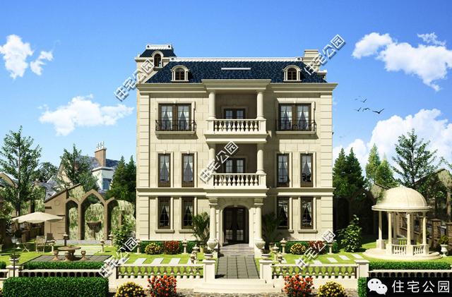 13X12米對稱式別墅，旋轉(zhuǎn)樓梯老虎窗、8臥室