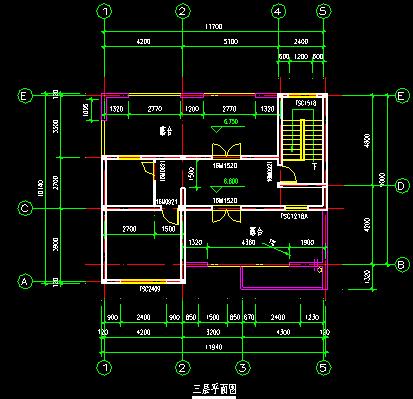 3層別墅CAD圖紙，占地面積120平米，建筑面積301方米