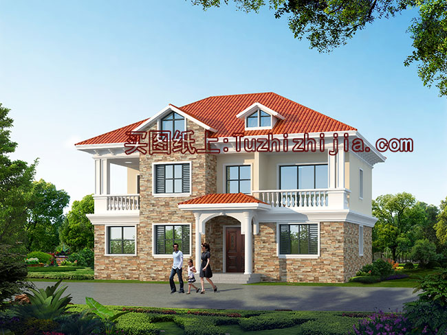 二層四間樓房設(shè)計(jì)圖及效果圖片大全，帶露臺(tái)，外觀時(shí)尚